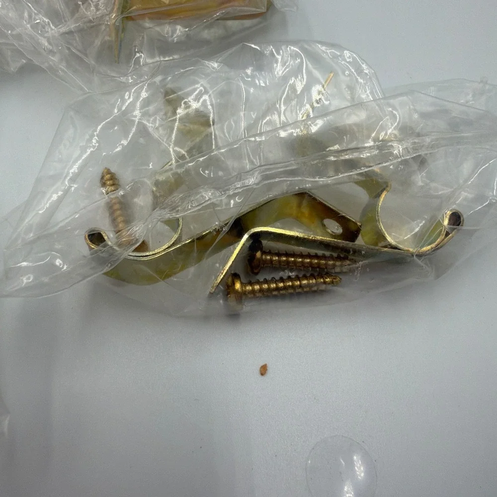 Curtain Rod Brackets Lot 5 Gold Brass Metal Wall Mount Classic Support